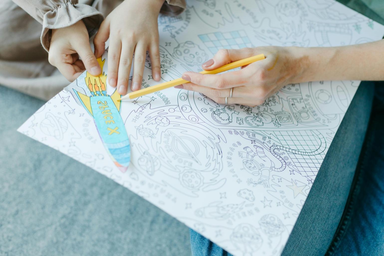 Close-up of drawing technique demonstration